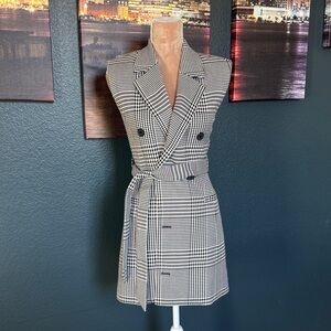 Elegant Black and White Checkered Mini Dress